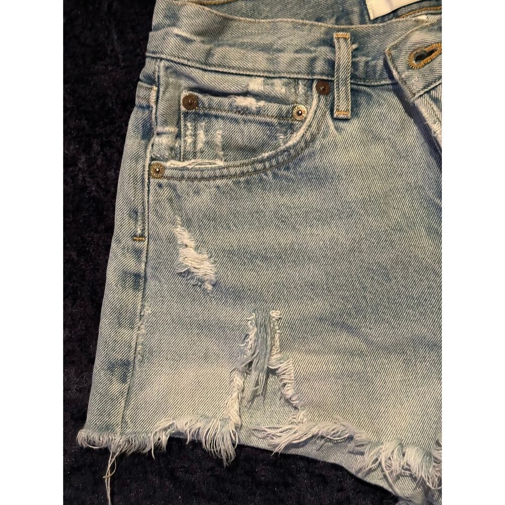 Agolde Parker Vintage Frayed-Hem button fly distressed Denim Shorts size 24 - Picture 6 of 11